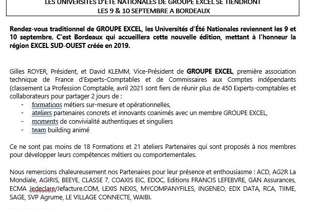 Les universités d'été nationales Bordeaux 9-10 sept.2021