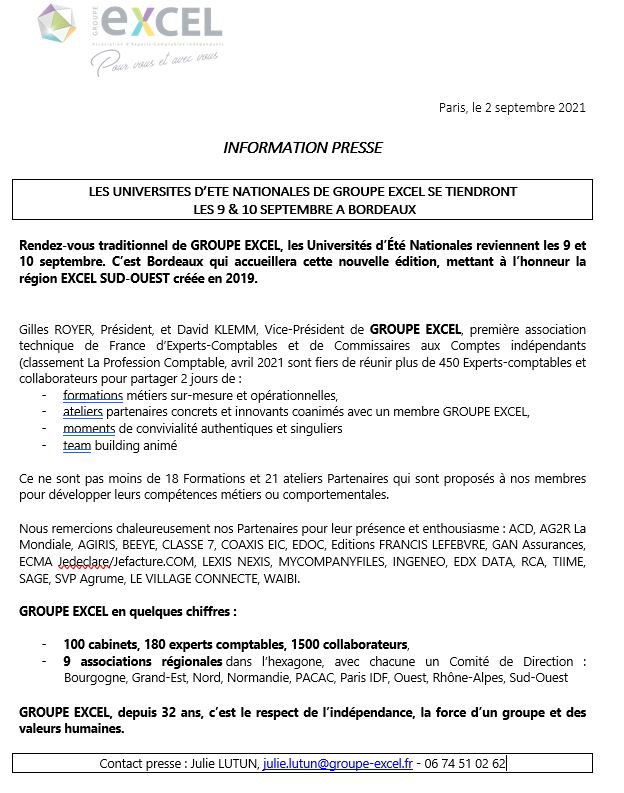 Les universités d'été nationales Bordeaux 9-10 sept.2021