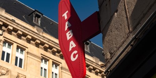 Iconic,Red,Diamond,Shaped,Sign,For,A,French,Tabac,,A