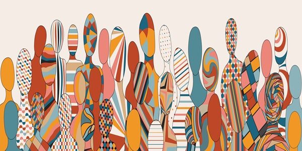 Abstract,Silhouettes,Front,View,With,Geometric,Figures,Of,Diverse,People.