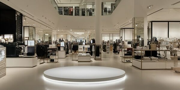 Indoor,Photo,Of,A,Sleek,White,Circular,Platform,Positioned,In